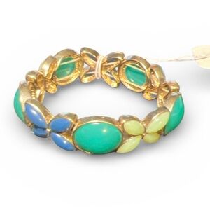 Charming Charlie Floral Colorful Bracelet 1” Wide 9” Length